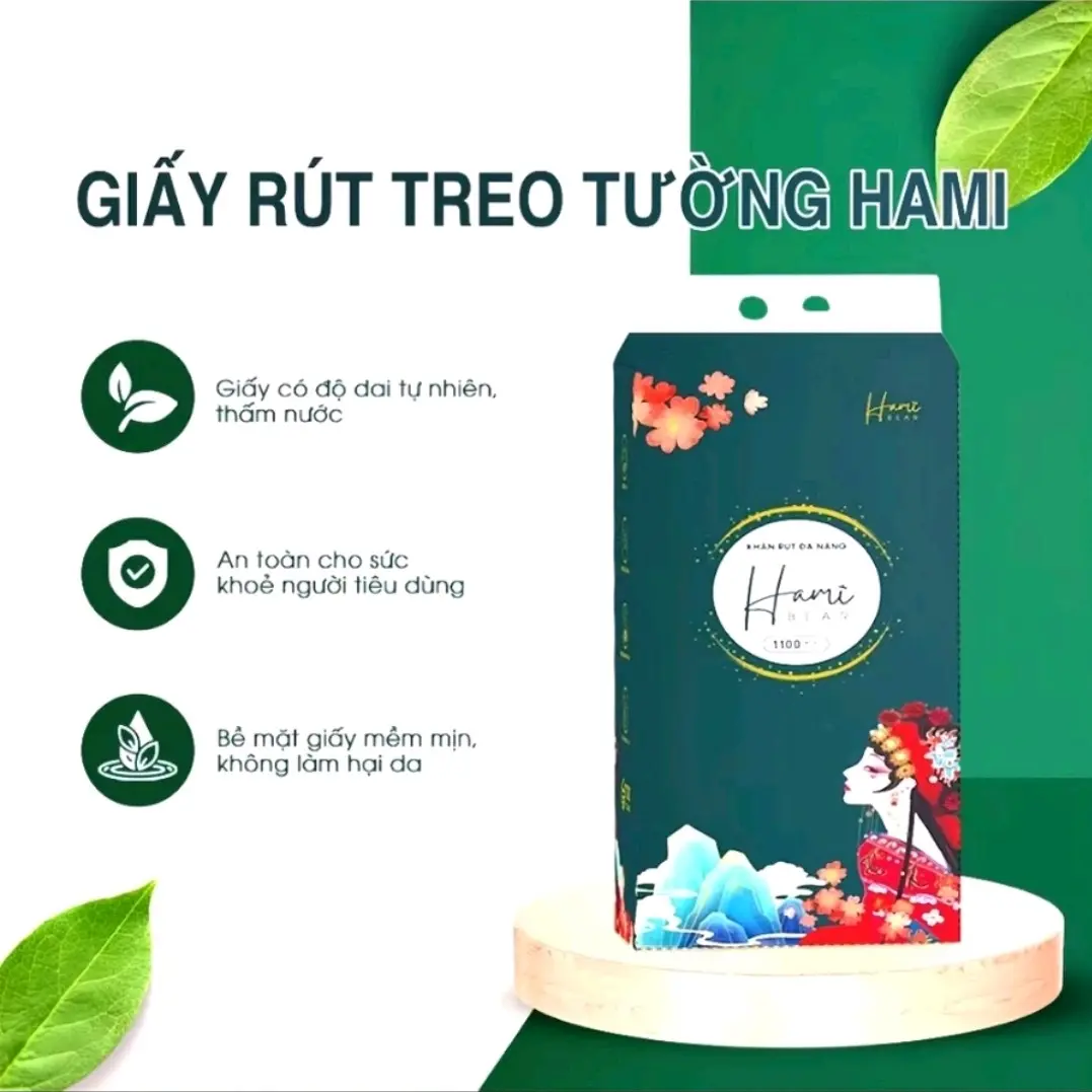 Combo 10 bịch/thùng Giấy rút treo tường Hami Loại 1100 tờ/4 lớp.