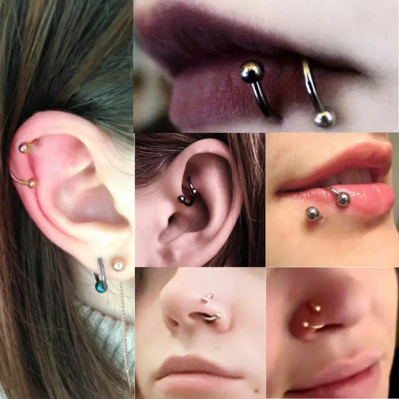 Stainless Steel Hoop Earrings Cartilage Lip Piercings Spiral Nose Rings Nostril Piercings Round Earrings 2