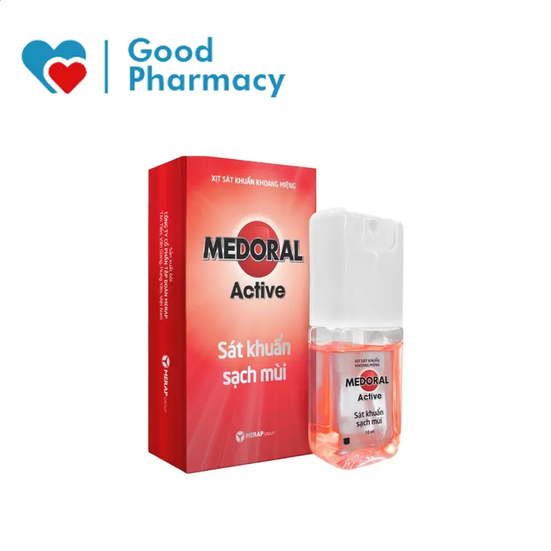 Xịt sát khuẩn thơm miệng Medoral Active giúp sạch khuẩn khoang miệng, khử mùi hôi miệng, hơi thở thơm tho (Không cồn) 0
