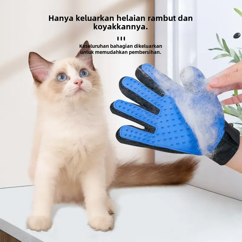 Pet Comb Cat Petting Gloves Five Finger Massage Soothing Pet Comb Float Hair Cleaning Dog Cleaning Pet Supplies pet brush  hair remover
