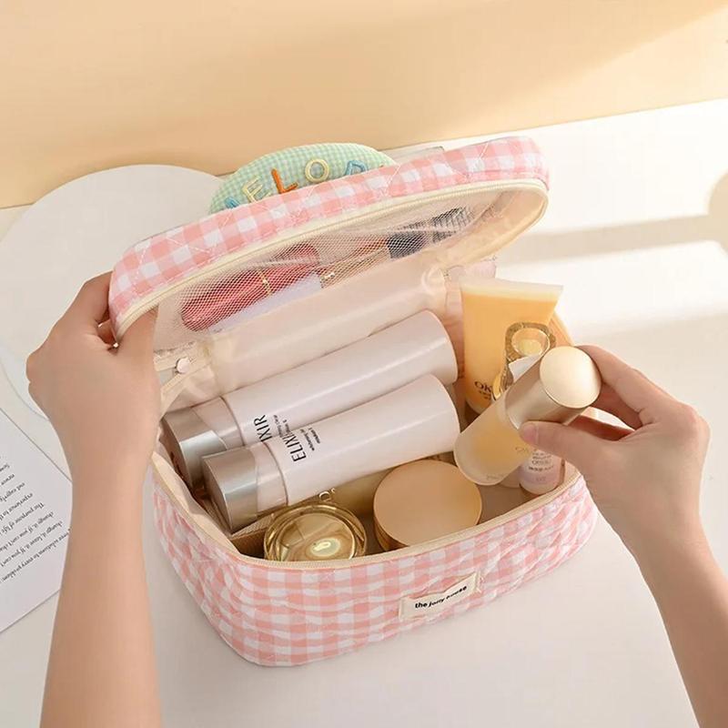 Túi Đựng Mỹ Phẩm, Phong Cách Ins Kẻ Sọc, Dành Cho Nữ, Dung Tích Lớn, Túi Đựng đồ Di Động Thích Hợp Đi Du Lịch, Túi Đựng Đồ Vệ Sinh Cá Nhân 7