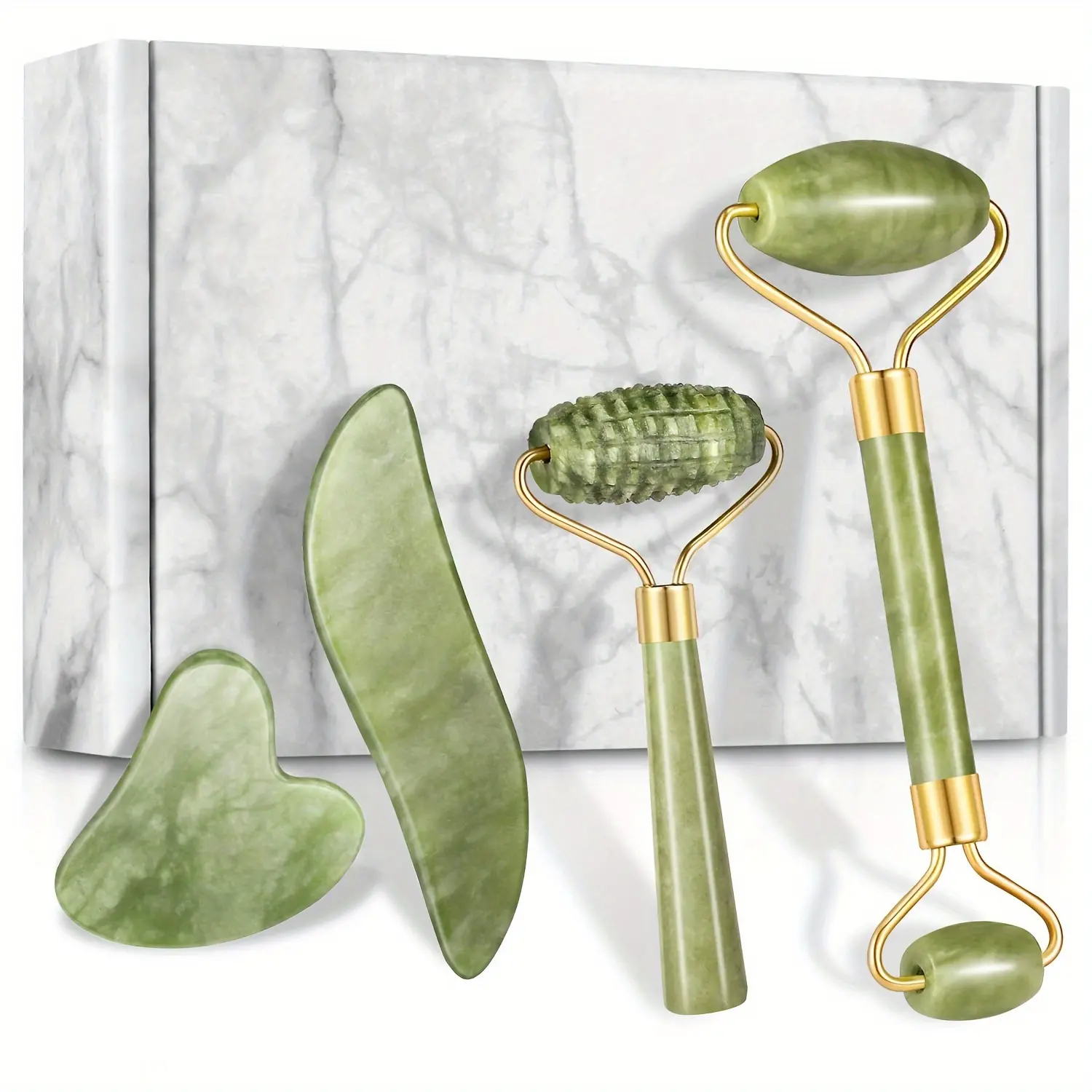 Jade Roller Scraping Board, Facial Massager with Scraping Tool, Suitable for Face and Neck - Mother's Day Gift - Beauty Gift for Mother