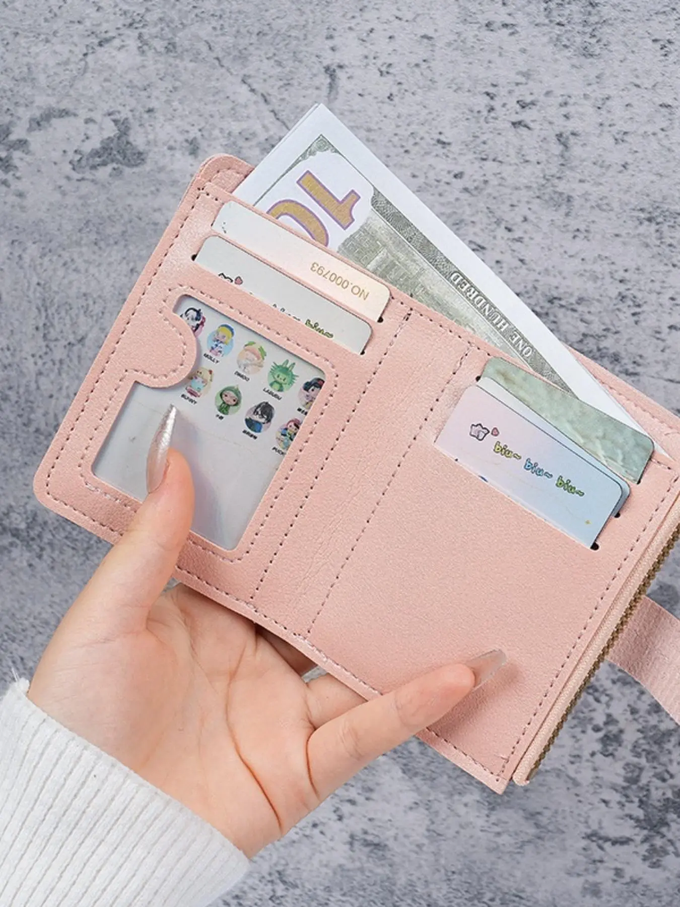 Women's Solid Color Card Holder, Fashionable PU Leather Zipper Card Holder, Casual Versatile Card Holder for Daily Use