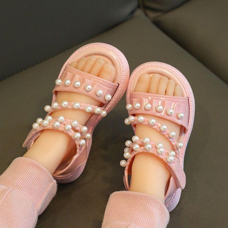 Sandal Đính Hạt ngọċ Trai Siêu xᶖnh Cho Bé Gái Bánh Bèo Yêu Kiều Đi Học Đi Chơi [SDG65] giày  cao 4