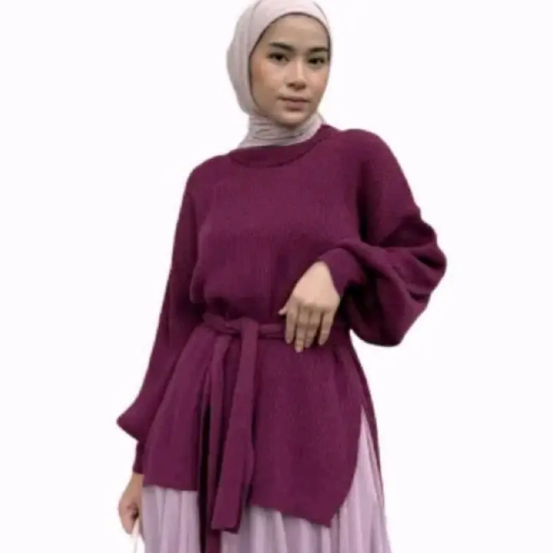 FAYOLA BALON Knitwear Outer Tangan - Baju Rajut Polos Wanita - Kardigan, Cardigan, Batwing, Hitam, Panjang 4
