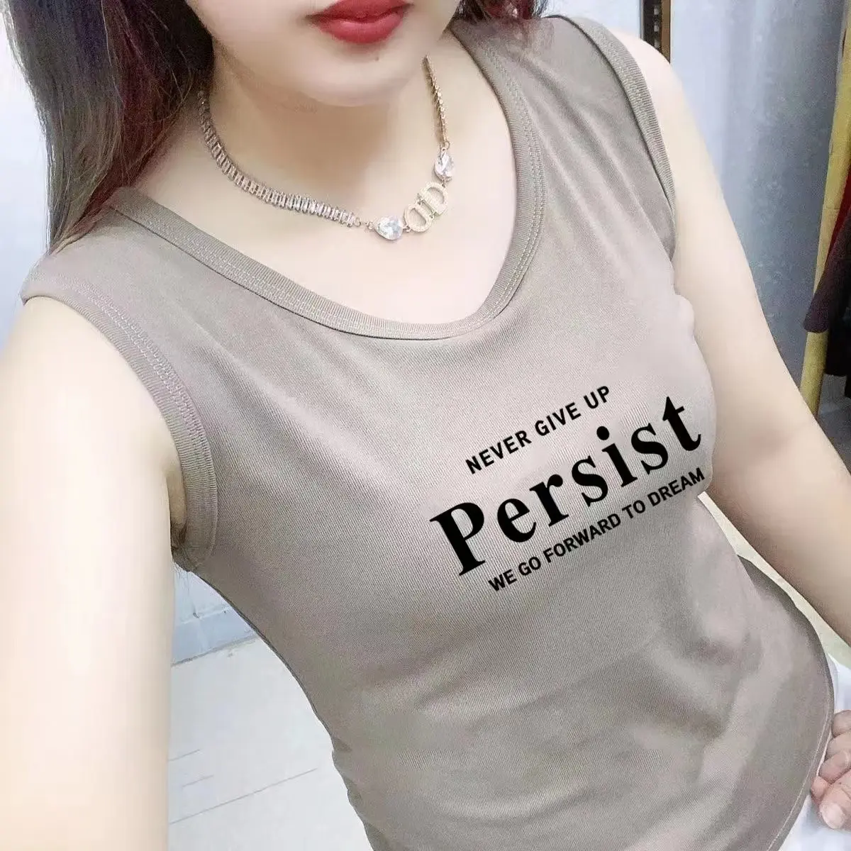 Áo Thun Không Tay Hàng Mới Về Mùa Hè, Áo Vest Nữ, Cổ Tròn, Có Thể Mặc Ngoài Trời, Phong Cách Phương Tây, Vai Rộng, Mỏng Vừa Vặn, Thích Hợp Mặc Lót, Áo Yếm Top Women