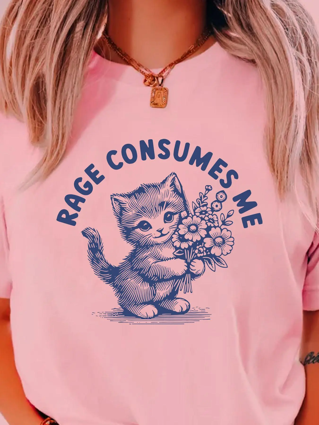 Women's Cartoon Cat Graphic Print Round Neck Tee, Fashion Casual Short Sleeve T-shirt, Ladies Summer Clothes for Daily Wear, Top