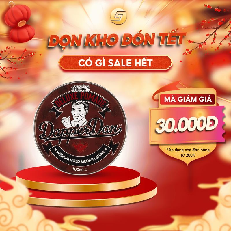 Sáp vuốt tóc Dapper Dan Deluxe Pomade Medium Hold Medium Shine – Pomade gốc nước giữ nếp cao - Hỗ trợ Chăm Sóc Tóc - Thành phần Dưỡng Tóc - Độ bóng thấp – Dễ gội rửa – Tặng kèm lược bán nguyệt