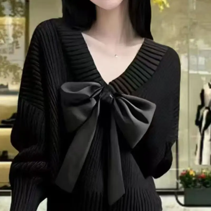 Áo Len Nữ, Thiết Kế Độc Đáo, Nơ Ankela, Phong Cách Thường Ngày Độc Đáo, Thích Hợp Cho Mùa Thu, Dễ Phối Đồ, Hàng Mới Về Năm 2024 Top Women 4