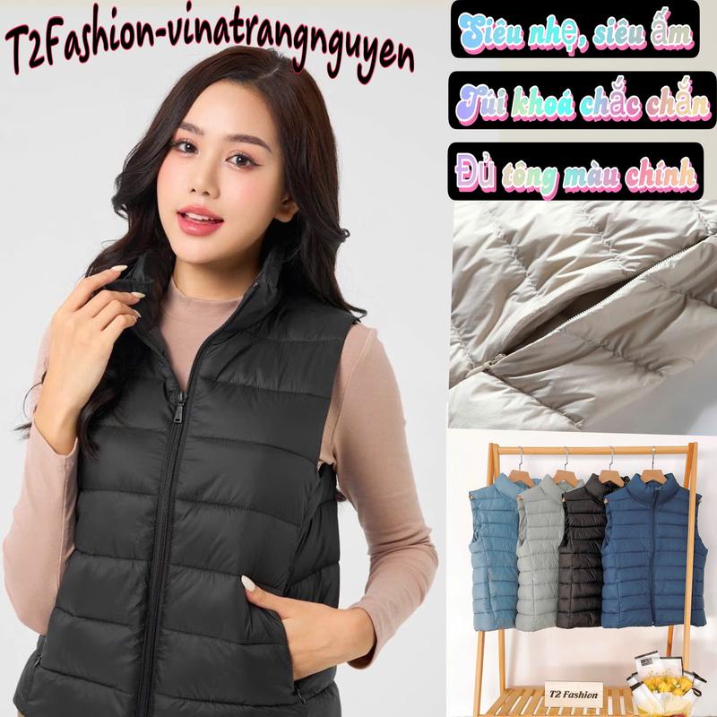  Áo Phao Gile trần bông siêu nhẹ T046 Nữ Top năng động trẻ trung và thanh lịch Women Thun Nhung 