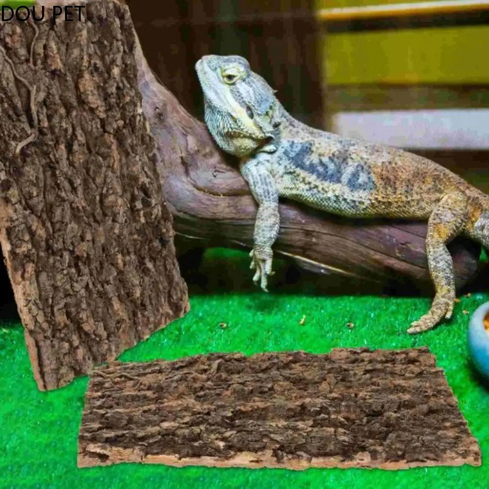 DOU PET 5PCS Turtle Hideouts Natural Wood Reptile Climbing Bark Light Weight Corrosion Resistance Natural Tree Bark No Harm Tree Bark Cork Aquarium