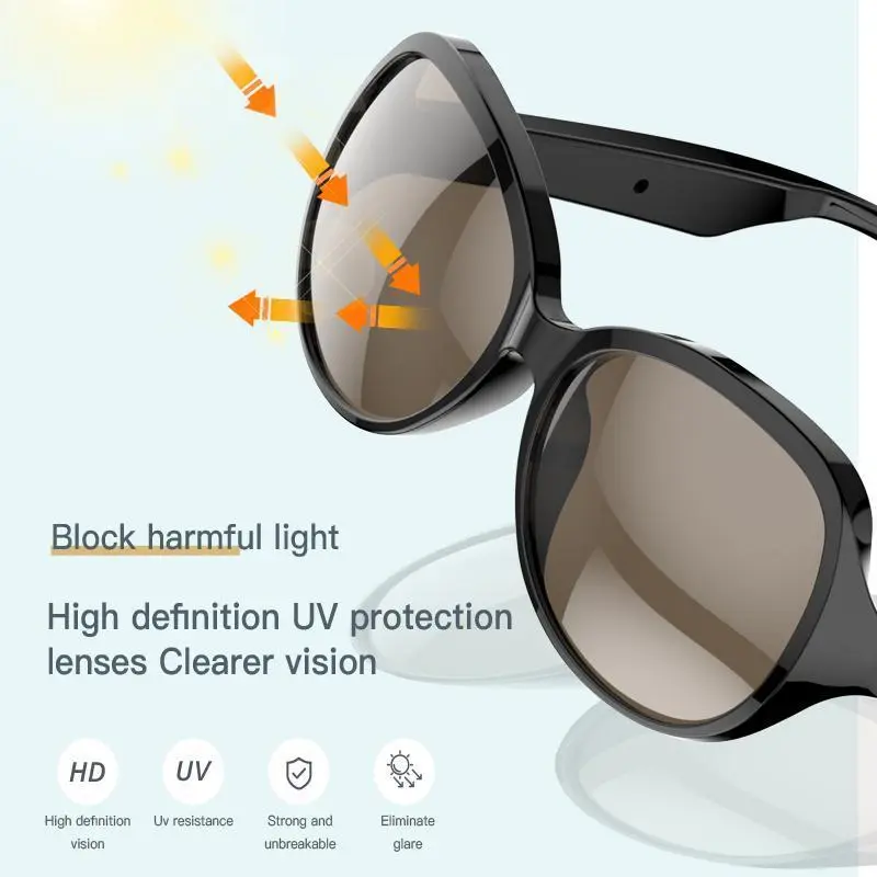 Wireless Smart Glasses, Outdoor Sports Call Music Glasses, HD Smart Glasses with HiFi Wireless 5.3 Earphone, Stereo Dual Speaker Touch Wireless Glasses, Wearable Devices 5