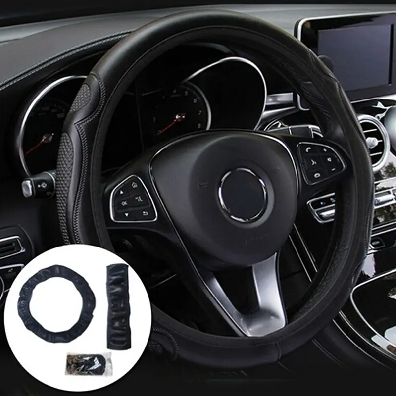 Universal Auto Car Steering Wheel Cover Leather Breathable Anti-slip 38cm