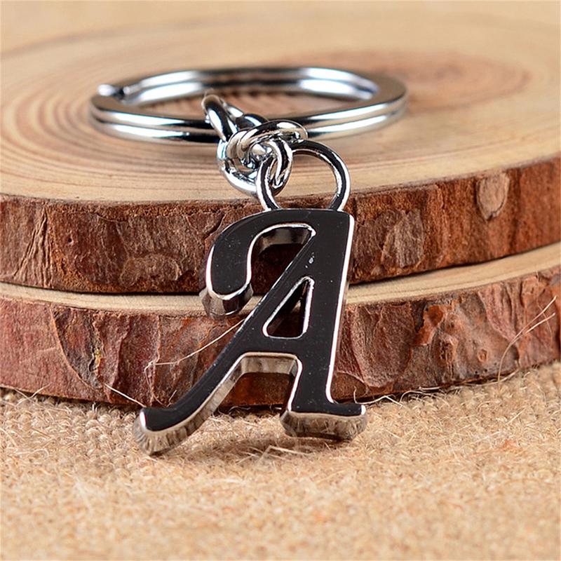A-Z Letters Keychain Silver Color Metal Initials Name Key Holder ...