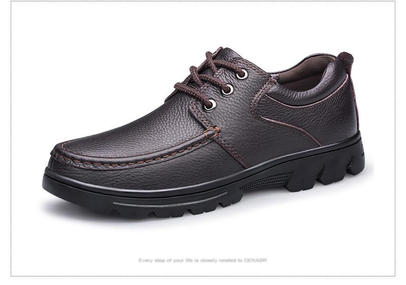Product Introduction of DEKABR New Lace Up Fashion Genuine Leather Casual Men Shoes Designer Comfortable Breathable Loafers Driving Shoes Big Size 37-50 49