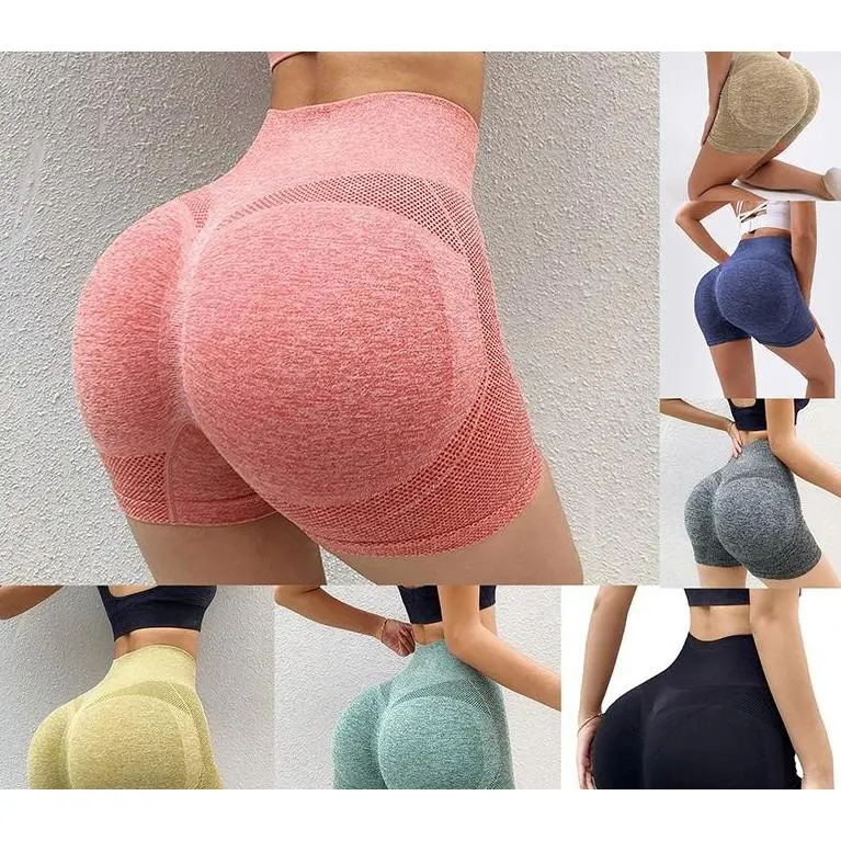 Yoga/Fitness/Exercise Peach Hip Shorts Slim Fit Elastic High Waist Tights Fitness Pants Sports Tights