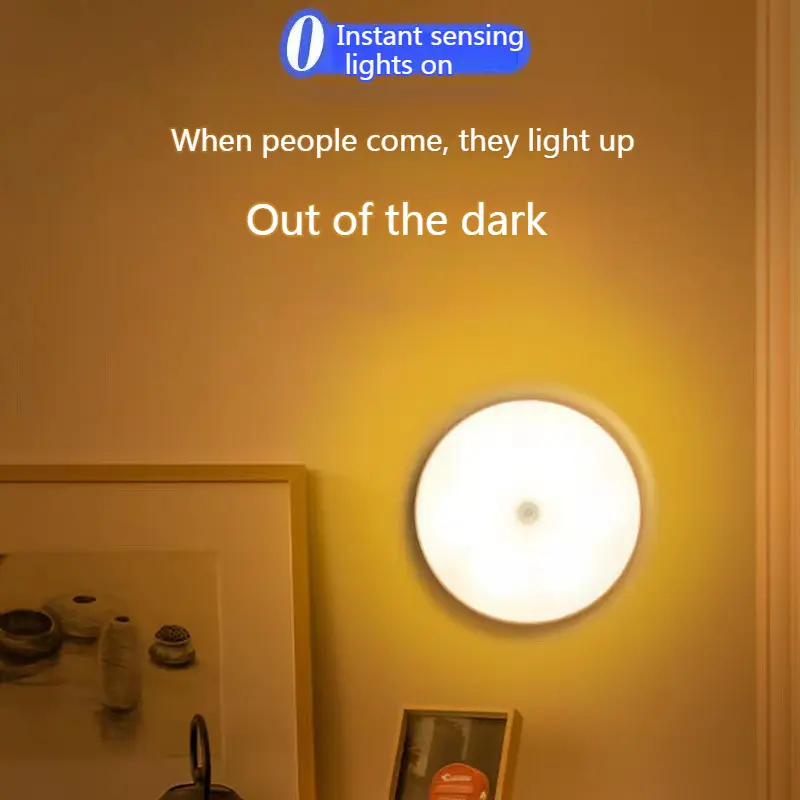 LED Bedside Lamp Magnetic Suction Lamp Bedroom Wall Lamp Night Light Motion Sensor Light  Aisle Lamp Corridor Lamp Cabinet Lamp Wine Cabinet Lamp Entrance Lamp USB Charging Wireless Intelligent Lamp 3-color Adjustable