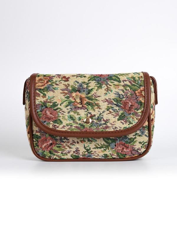 Women's Fashionable All over Print Floral Pattern Zipper Crossbody Bag, Cute Trendy Shoulder Bag,  All-match Commuter Bag for Work & Daily Used 8