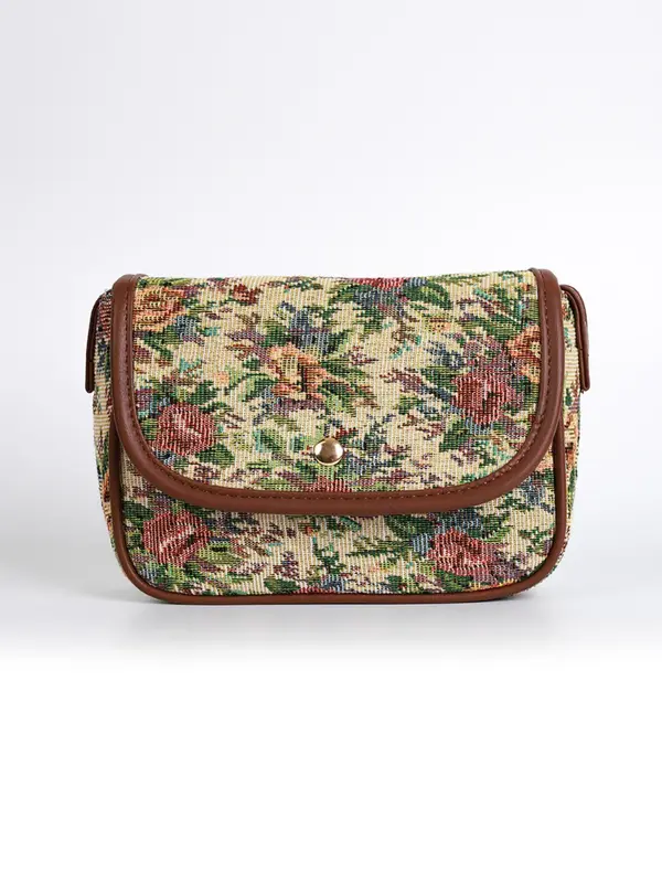 Women's Fashionable All over Print Floral Pattern Zipper Crossbody Bag, Cute Trendy Shoulder Bag,  All-match Commuter Bag for Work & Daily Used 7