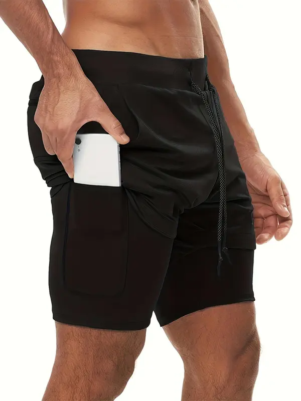 Men's Solid Color / Colorblock 2 in 1 Drawstring Waist Shorts, Regular Fit Casual Comfy Breathable Shorts for Summer, Men's Bottoms for Daily Wear 0