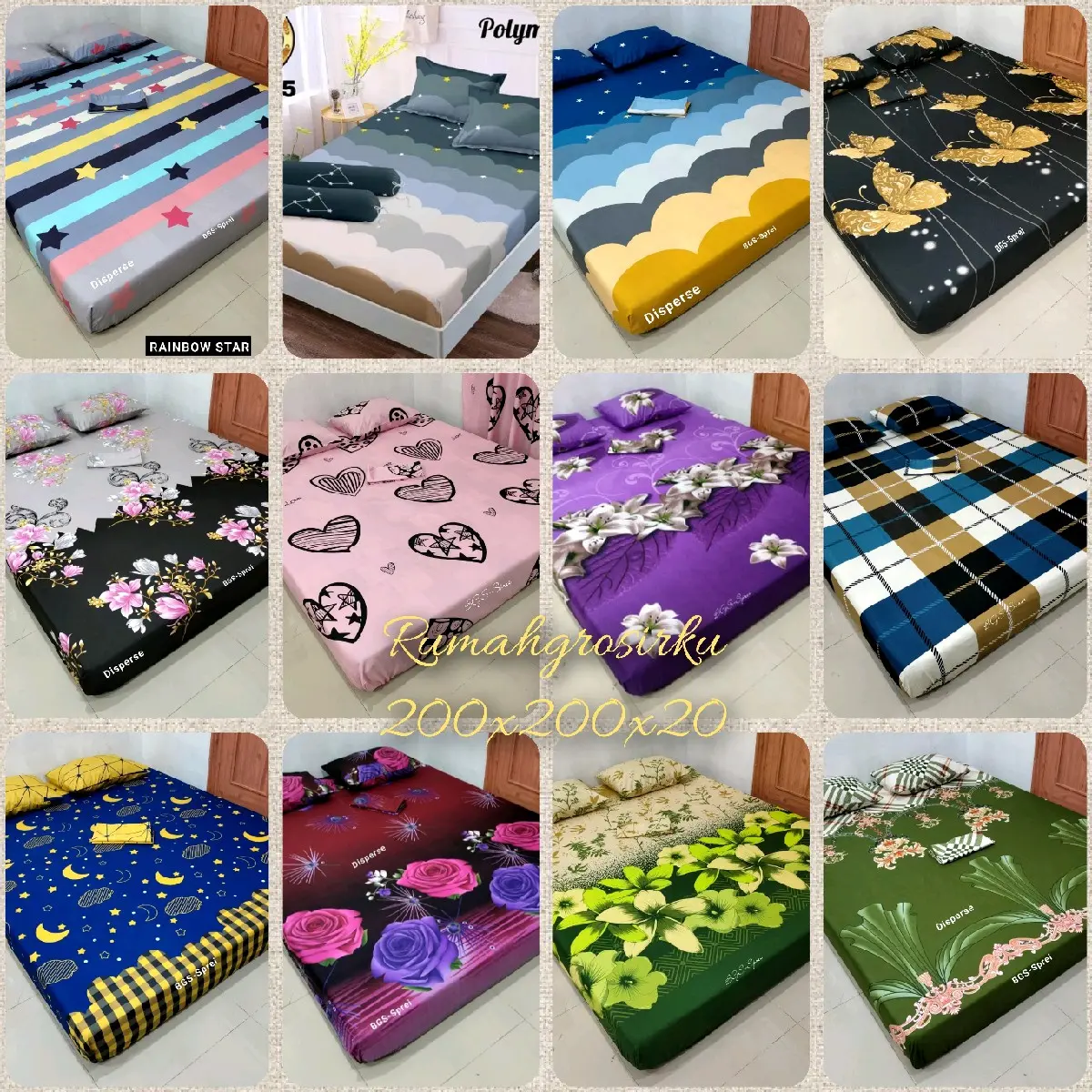 Sprei homemade 200x200 T20 motif terbaru Bunga