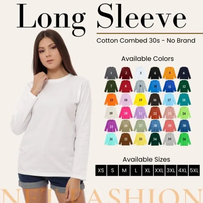 KAOS POLOS WANITA LENGAN PANJANG SOFT COTTON COMBED 30S REGULER FIT / Fashion Pria Dan Wanita Kaos Unisex NT AN H4