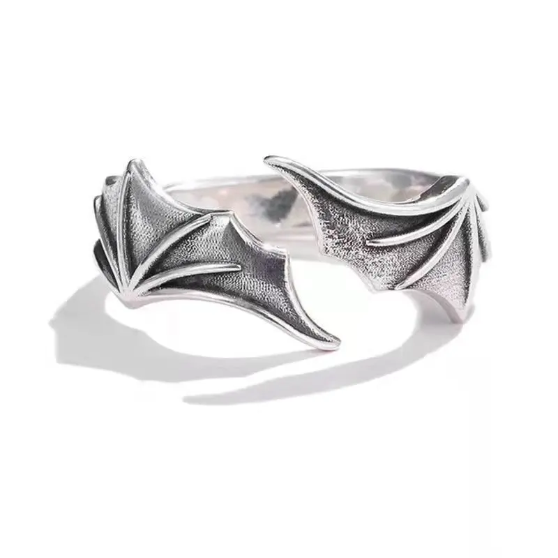 Angel and Devil Wings Couple Silver Ring Personalized Open Ring