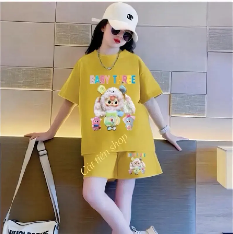 [Tây Tây] Combo 4 bộ in hình baby three ,mặc thoải mái  size  8-42kg 1