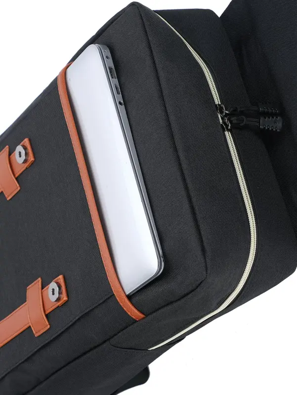 Durable Casual Solid Color Backpack, Lightweight Nylon Backpack with Built-in Organizer, Retro Style Backpack for Men & Women for Work & School 3