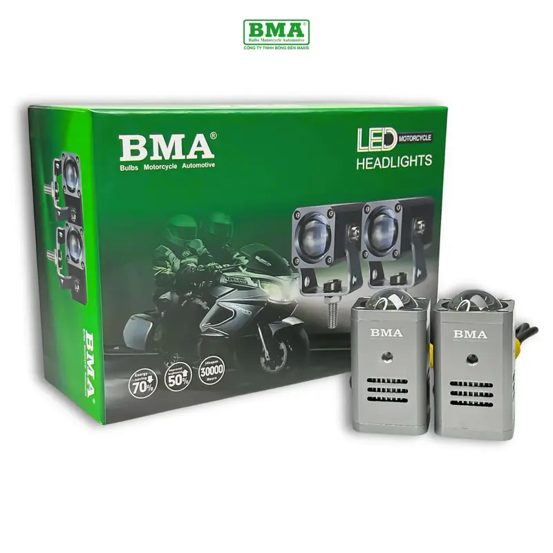 Đèn Trợ Sáng Bi Cầu Mini D1 BMA - 30W Lắp Xe Máy, ÔTô 12 24V Kim Loại, Chống Nước IP68, Cos Vàng Pha Trắng - Phụ Tùng 2