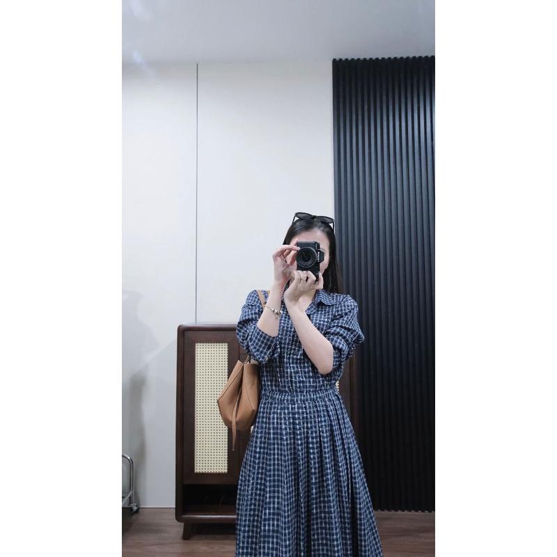 Đầm maxi Chililuu váy maxi dáng dài cổ sơ mi chiết eo tay dài phong cách nhẹ nhàng thanh lịch