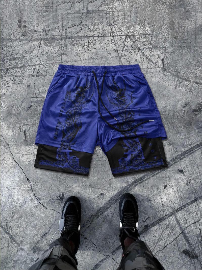 Product Introduction of Men's Regular Fit Halloween Print Basketball Shorts, Casual Comfy Breathable Gym Shorts for Daily Outdoor Wear, Men's Bottoms for All Seasons 1