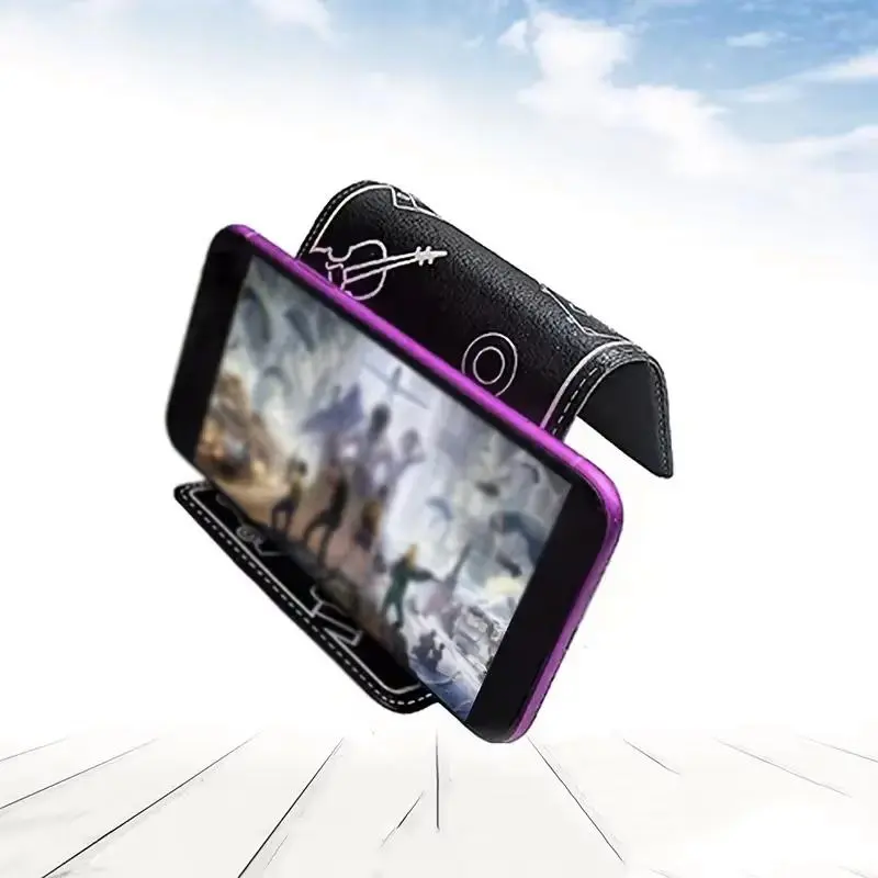 PU Leather Phone Holder, Desktop Foldable Phone Stand, Flexible Tablet Holder, Phone Accessories for Desk, Bed, Treadmill, Airplane Travel