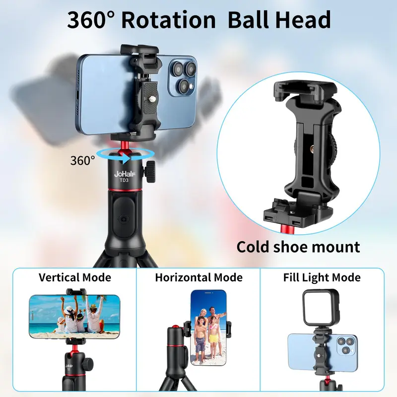 Portable Selfie Stick Tripod, Handheld Camera Octopus Tripod with Remote Control, Mini Flexible Camera Support, Universal Camera Stand for iPhone 3
