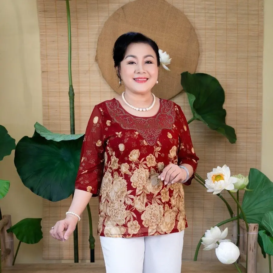 Áo thun nữ trung niên thun lưới 2 lốp 50-70kg