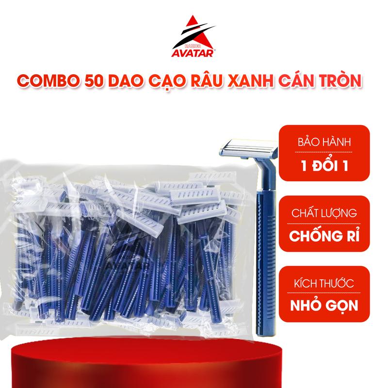 Combo 50 Dao Cạo Râu Màu Xanh Cán Tròn Avatar Lưỡi Kép Bản Nâng Cấp 2024 0