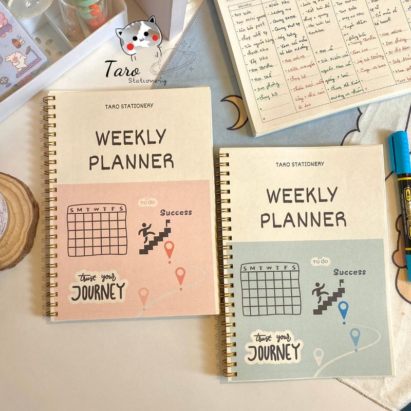 Sổ Weekly Planner lên kế hoạch hàng tuần, sổ tay lên kế hoạch A5 Taro Stationery vở không vở  giáo sổ  logh sotay ke lò xo sach  không còng klong doreart bìa kiếng sổ  tình giấy nháp buku catatan chép dày capybara ghi hồng tập campus