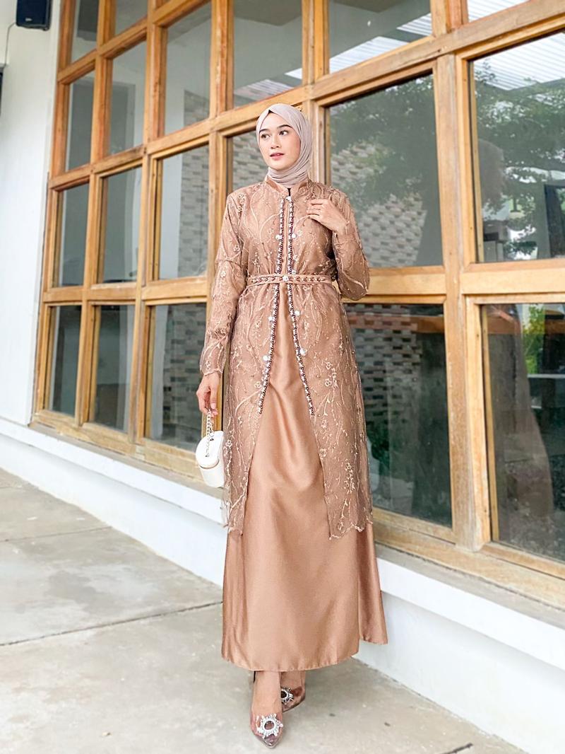 Product Introduction of Julissa Dress Free Outer Brokat Tille Mutiara Rompi Kondangan Gamis Pesta Polos 17
