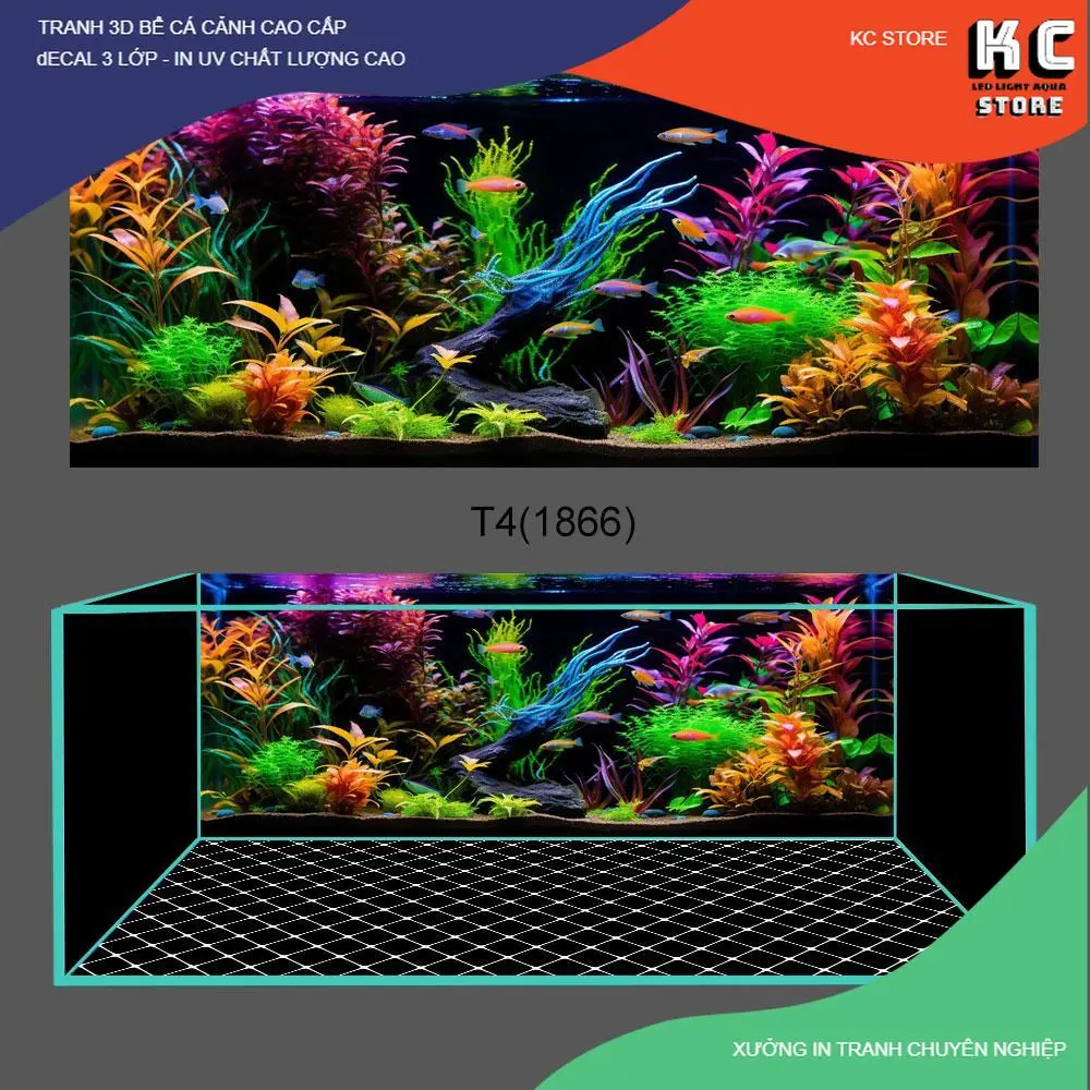 Tranh 3D -Decal 3d dán bể cá cảnh mã 1866 , tranh 3D có keo , mẫu  3D đẹp , sắc nét , công nghệ in UV