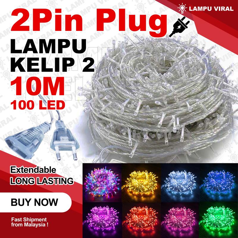 2Pin Plug【 100M | 50M | 20M | 10M 】2025 Lampu Lip Lap Raya Panjang ...