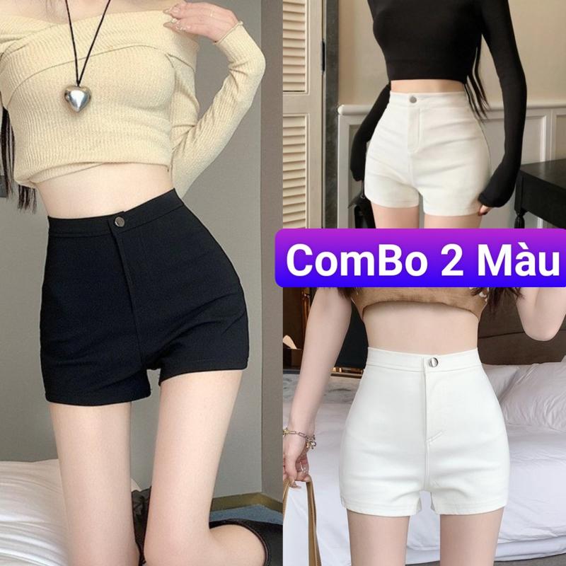   COMBO 1 ĐEN 1 TRẮNG  Quần Short Idol Nữ Đẹp 1 Cúc Khuy Cài Cạp Cao Tôn Dáng Xinh Quần Đùi Nữ Mặc Đi Chơi Ở Nhà Chất Umi Co Giãn 4 Chiều Lưng Cao Ôm BoDy Women Voi quan ngan quan om body 