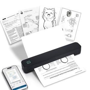 便利なサーマルプリンター、1カウントUSB充電式ワイヤレスプリンター、文書、写真、ラベル、事務用品用のコンパクトで軽量なプリンター