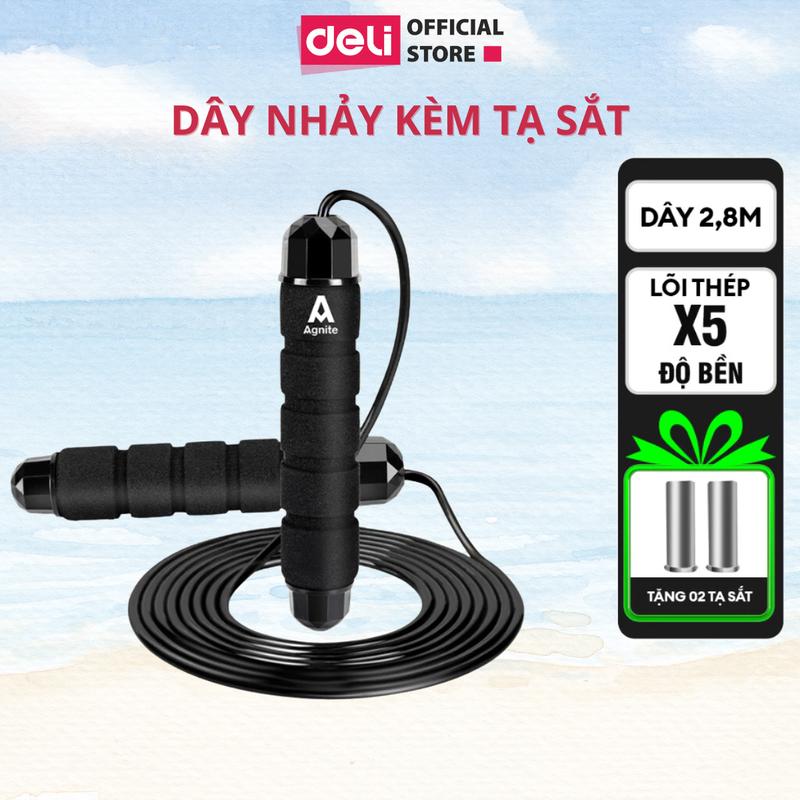  Dây Nhảy Agnite giá rẻ dây nhảy chất liệu PVC tay cầm xốp kèm tạ sắt giảm cân đốt mỡ bụng lõi thép đàn hồi dây dài 2.8m tập thể dục tại nhà giá rẻ 