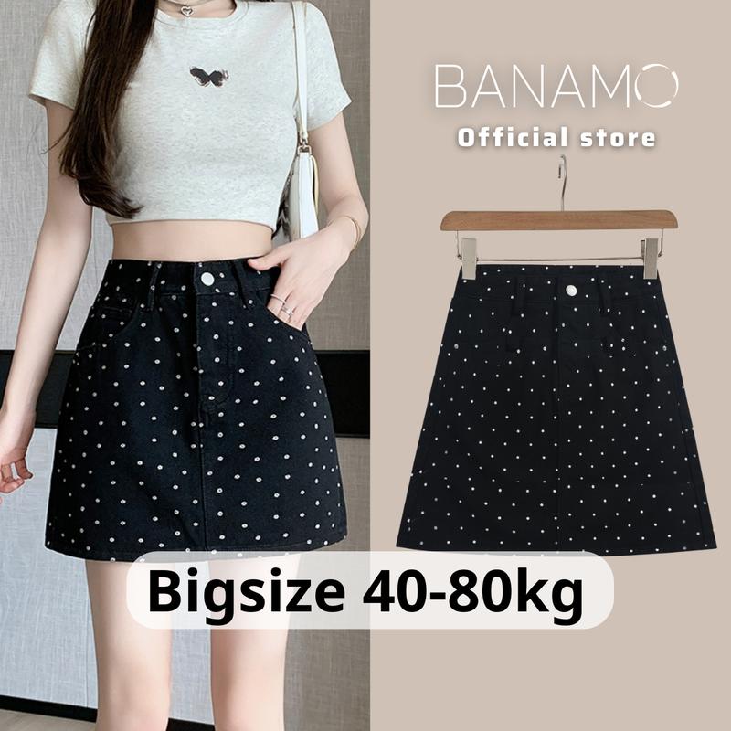 Váy nữ Banamo Fashion chân váy kaki chữ a cạp cao 2 lớp họa tiết chấm bi phong cách hàn quốc 588 Women