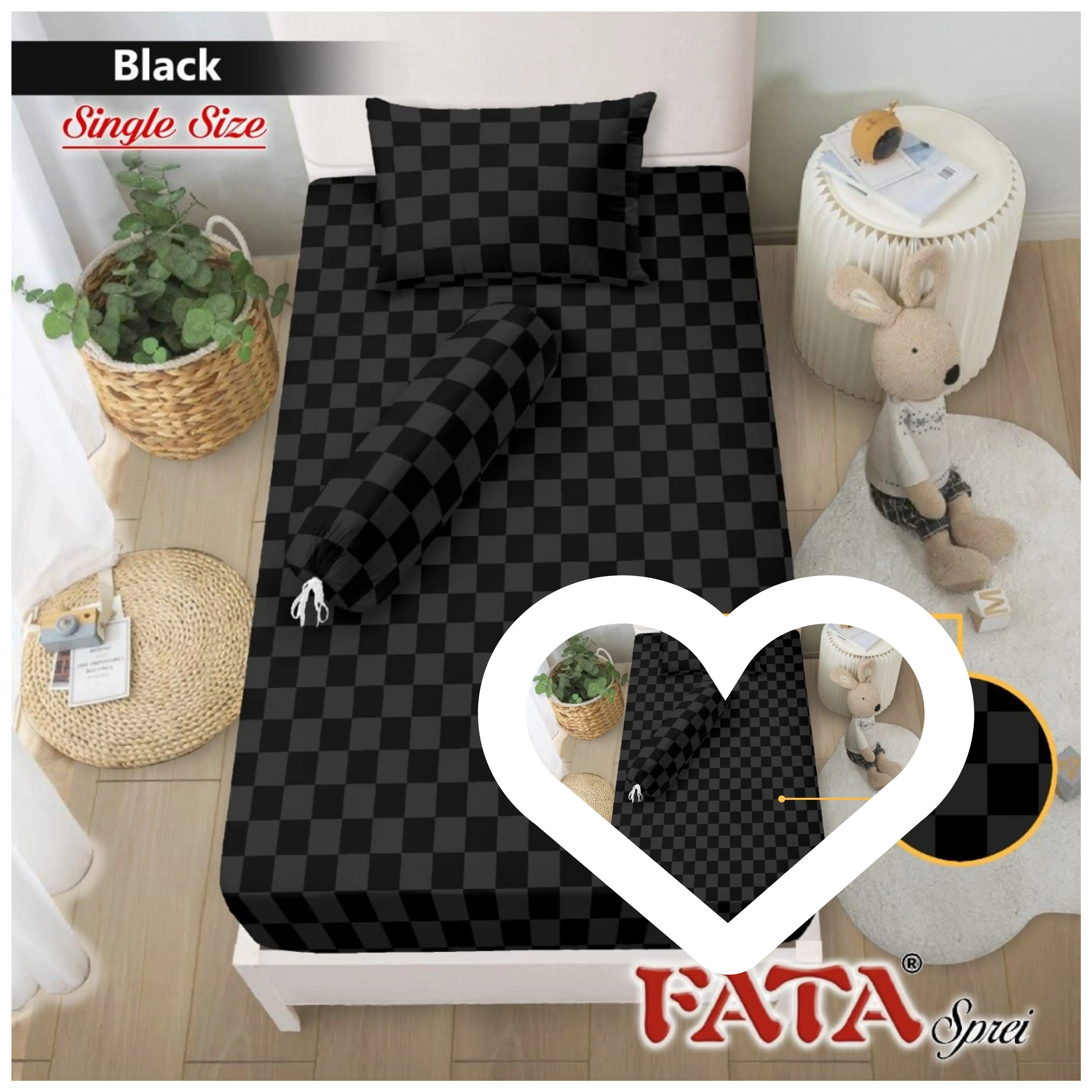 Sprei Polos Embos Hitam/Black Uk.120x200/100x200/90x200