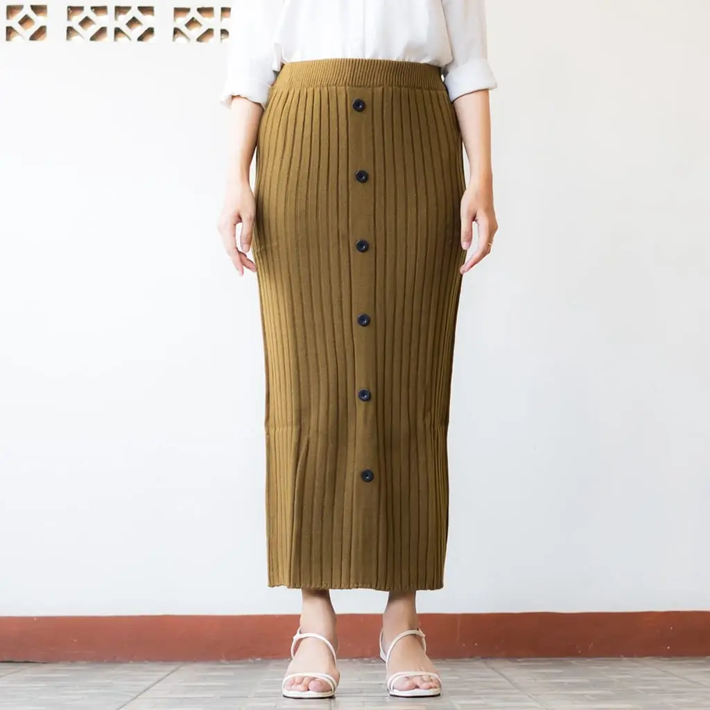 AHLAMI - HANA SKIRT ROK RAJUT KANCING ROK RAJUT REBAL PREMIUM SPAN