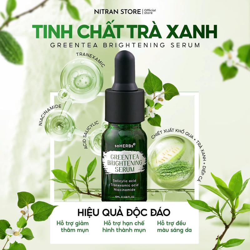 Tinh Chất Trà Xanh 10ml Hỗ Trợ Làm Mờ Thâm Giảm Mụn Dành Cho Tất Cả Các Loại Da Skincare Nữ Chăm Sóc Da Women Serum