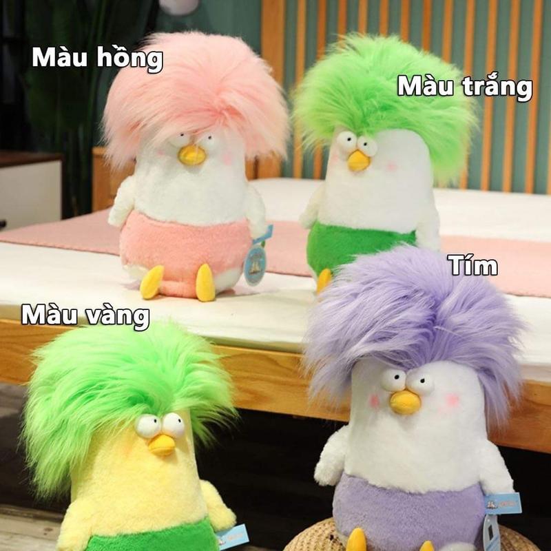 Thú Nhồi Bông Con Gà Mắt Lồi Tóc Xù Ngộ Nghĩnh  (4 màu)