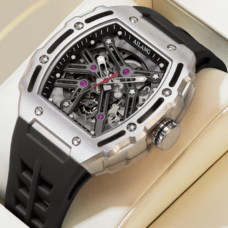 Đồng Hồ Tự Động, AILANG Chính Hãng, Thời Trang Thể Thao, Phổ Biến, Thoải Mái, Phụ Kiện Thời Trang, Thích Hợp Cho Các Hoạt Động Ngoài Trời, Dây Đeo Cao Su, Đồng Hồ Cơ Nam đồng  hồ đồng  hồ dáng thùng