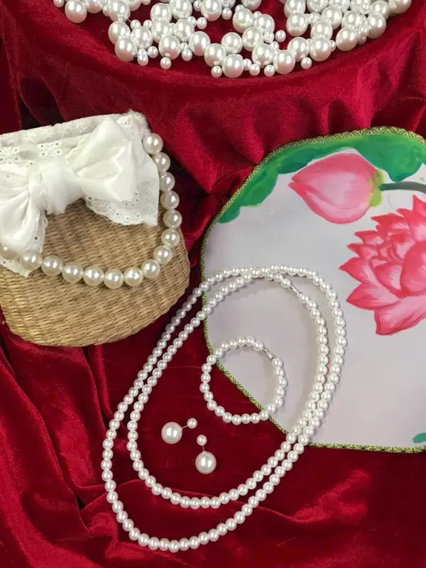 Bộ 3 chi tiết vòng cổ, vòng tay, hoa tai ngọc trai (TÁCH LẺ) 5